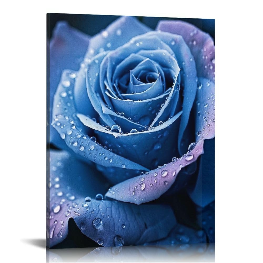 画材 BLUE ROSE Amazon.com: MMAFUL Blue Rose Canvas Wall Art Floral Pictures Wall