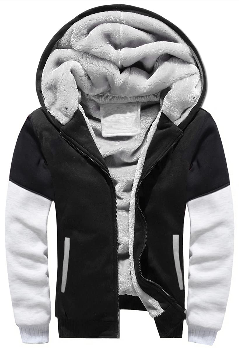 LEZUAN Felpa con Cappuccio Uomo Inverno Caldo Hoodie con Cerniera Integrale Felpe Uomo Manica Lunga Pullover Giacca di Spessore Cappotto in Pile Foderato