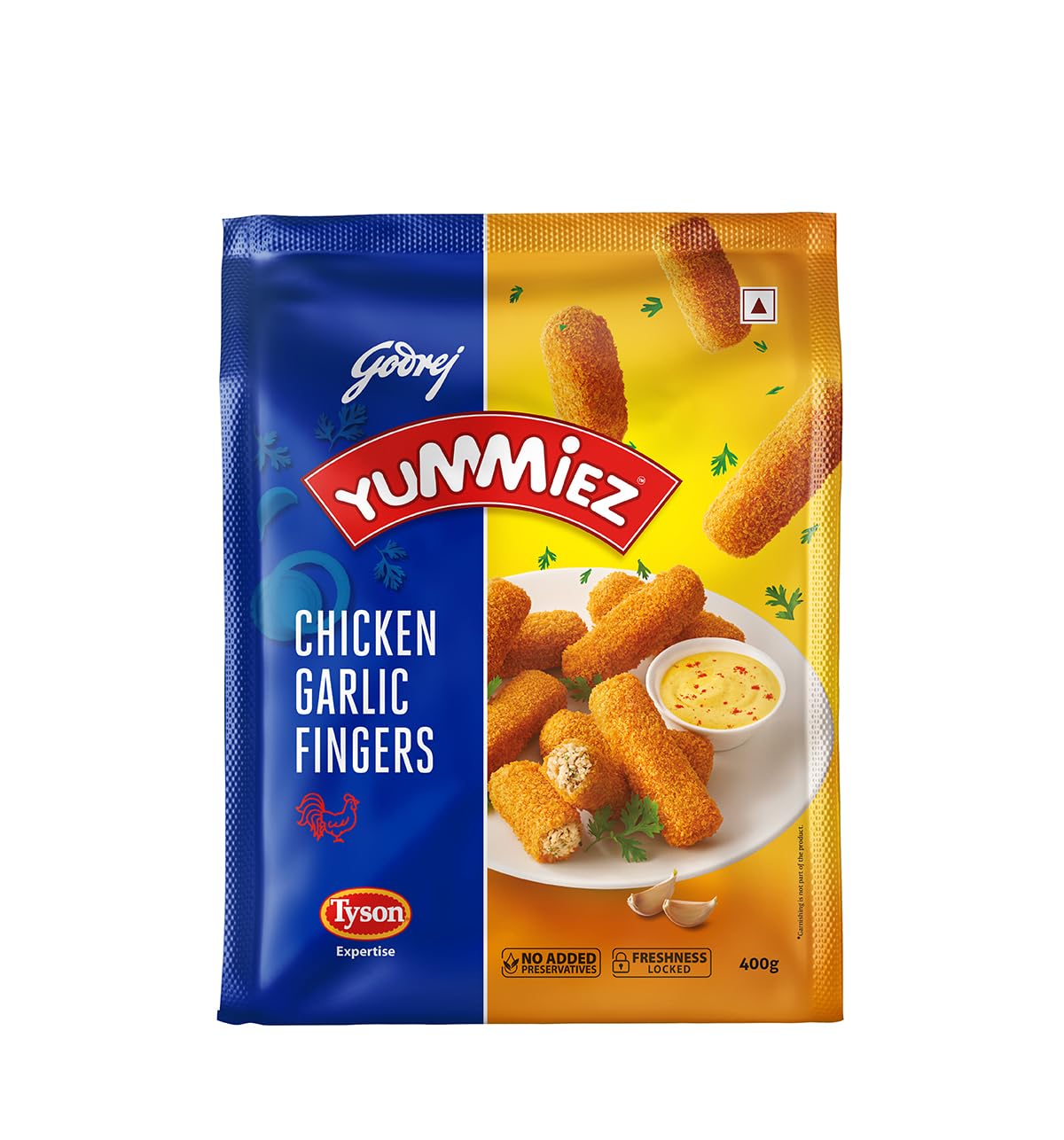 Godrej Yummiez Chicken Garlic Fingers Pouch, 400 g