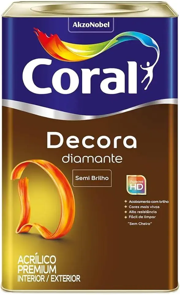 Tinta Acrílica Coral Decora Diamante 16L Semi Brilho - Super Lavável, Alta Resistência, Acabamento Premium para Paredes Internas e Externas (Trilha de Pedras, 16L)