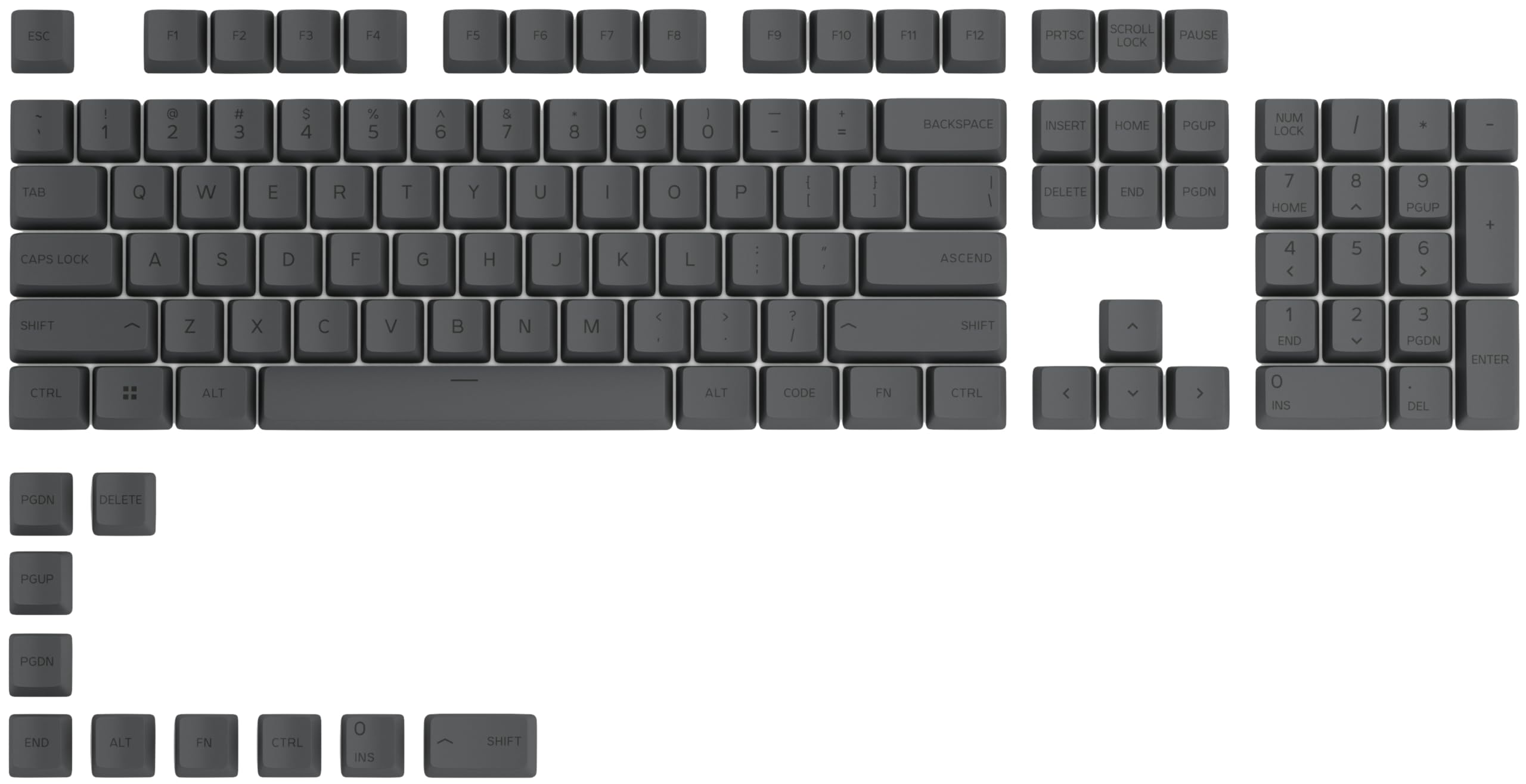 GLORIOUS Gaming 115x GPBT Keycaps - Cherry Profile, Super Durable PBT Plastic, Eye Catching Aesthetics, Superior Sound, Original Typeface, American US Layout - Black Ash