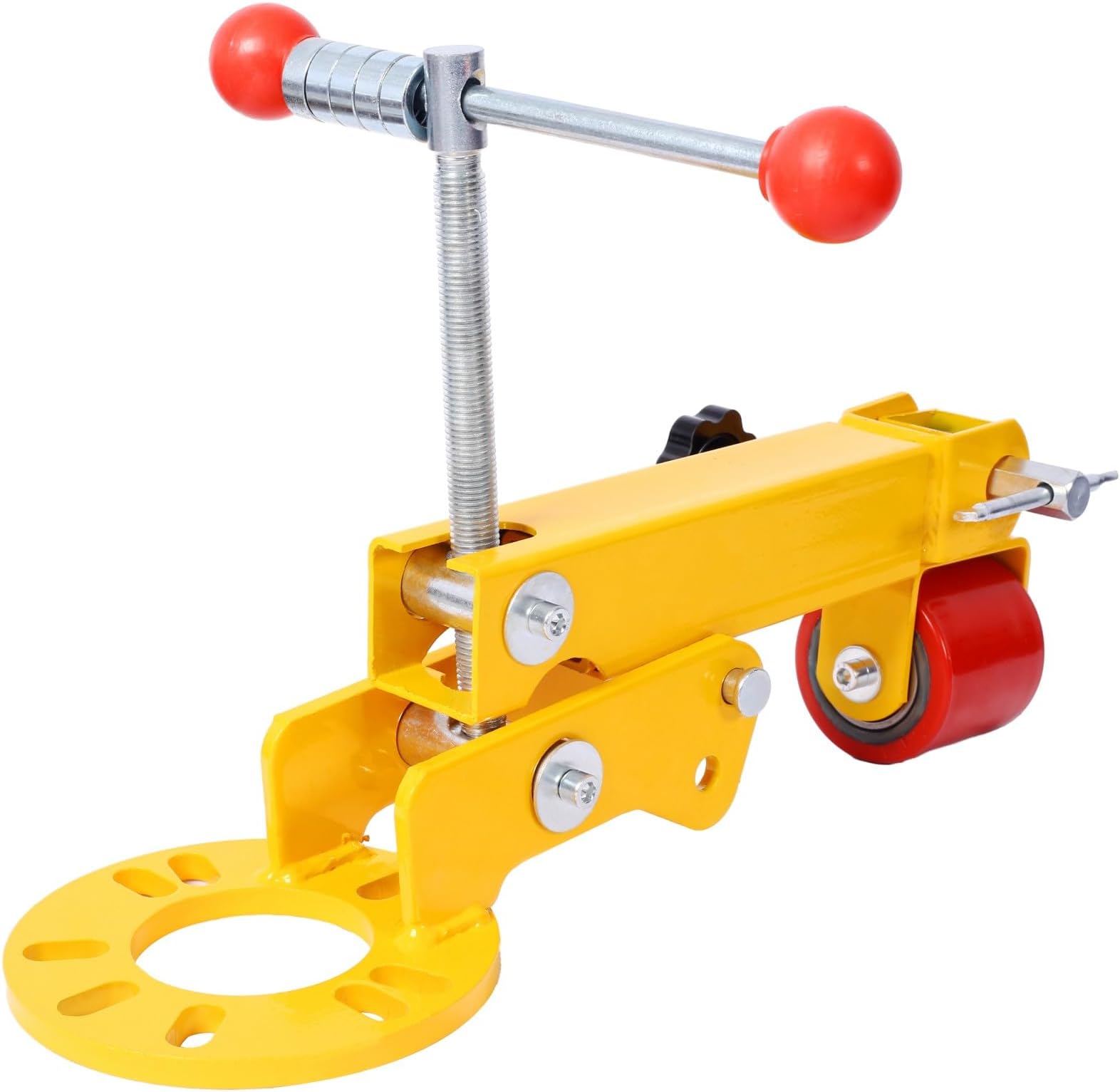 Donext Fender Roller Tool with Adjustable Arm, Universal Wheel Arch Roller for 4 & 5 Bolt Hubs, Iron Fender Repair Tool for Vehicle Modification(Yellow)