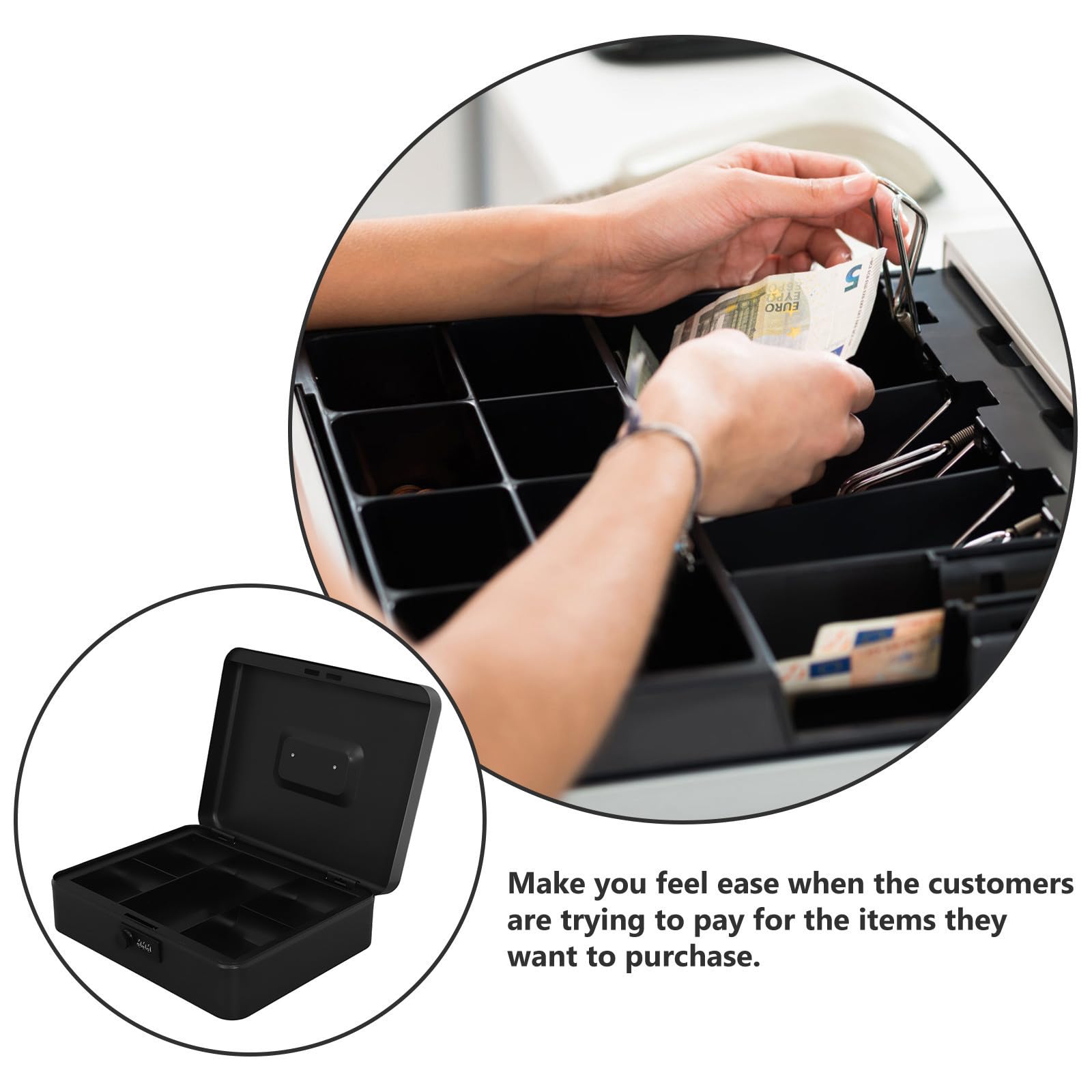 Caja Fuerte para Guardar Dinero Cerradura, de Hierro Negro, Gran Capacidad y Construcción Metálica Resistente para Oficina y Negocio
