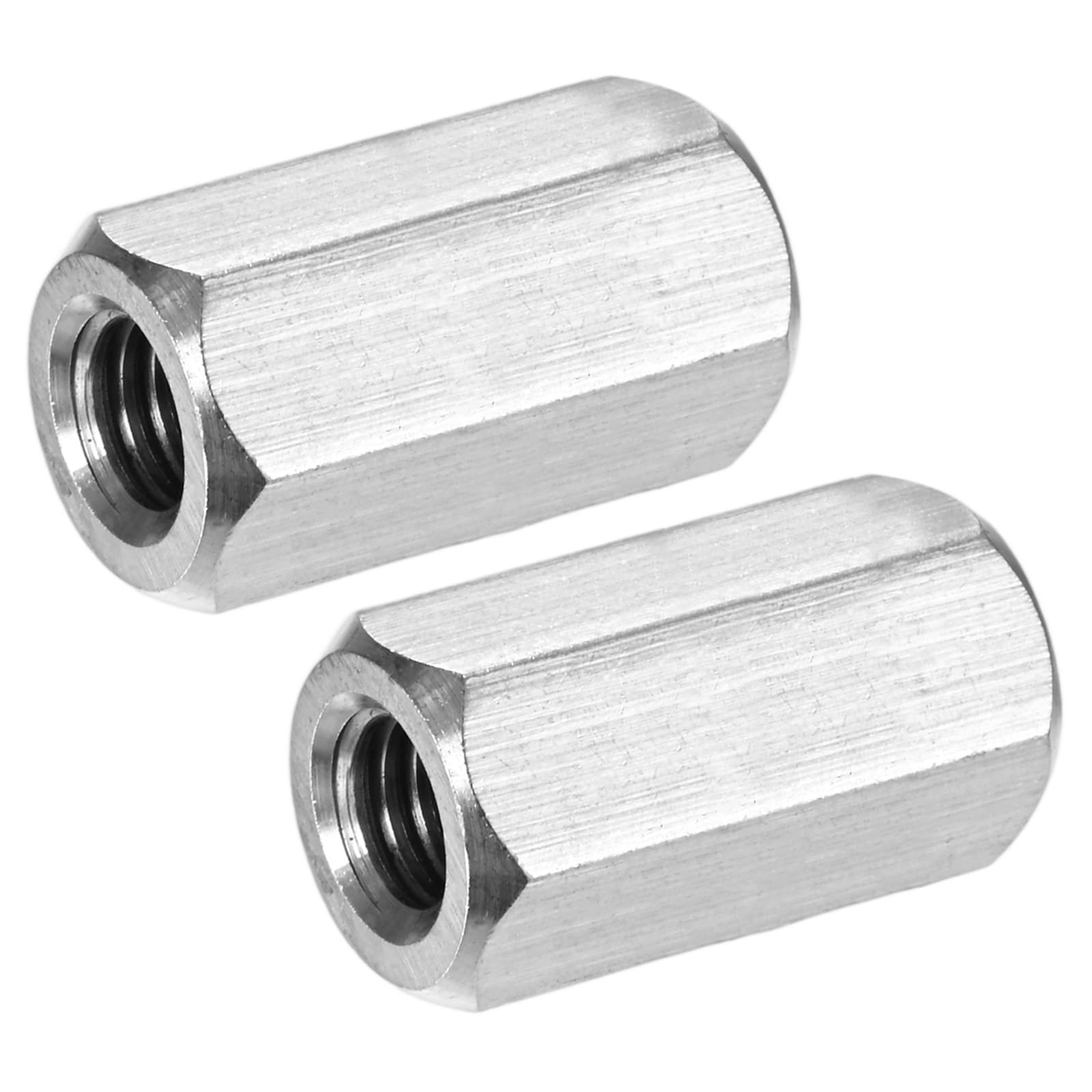 M METERXITY 2-Pack 3/8"-16 UNC Hex Coupling Nuts, 1.18" Length 304 Stainless Steel Fully Threaded Rod Coupling Nut, Studding Connector Fasteners for Industrial/mechanical[Silver Tone]