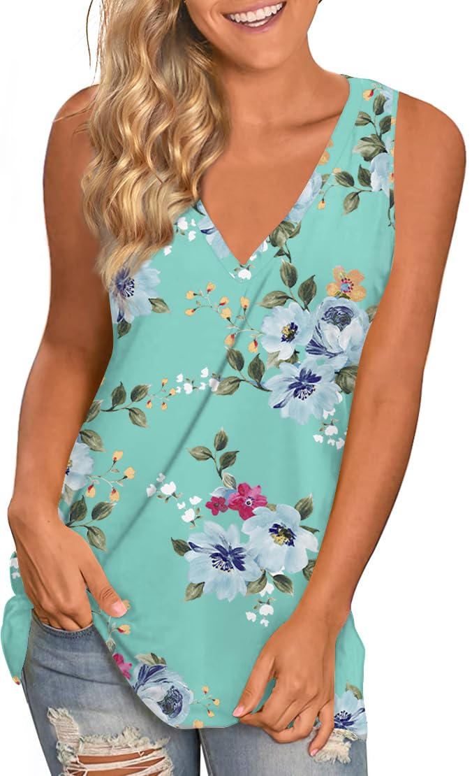 LONGYUAN Women's Summer Tank Tops V Neck Sleeveless Shirts S-3XL