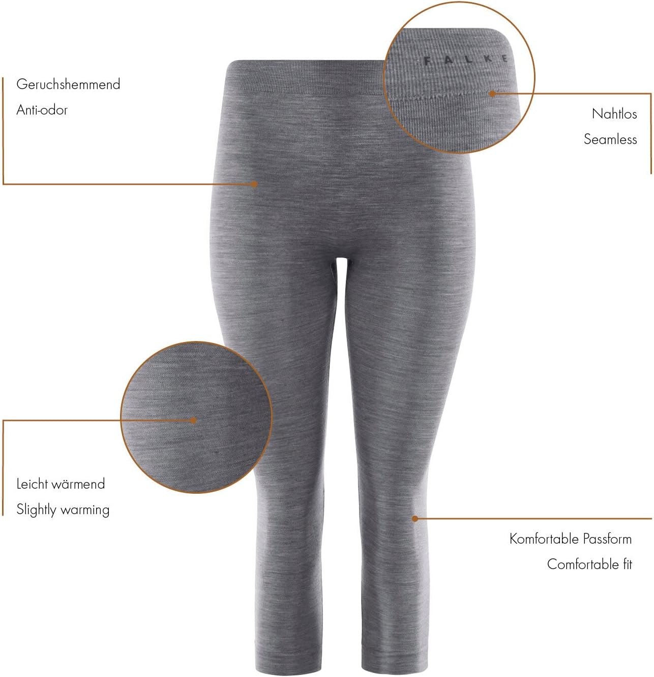 FALKE Women's Wool Tech. Light 3/4 Base Layer Bottom, 1 Pair - Image 5