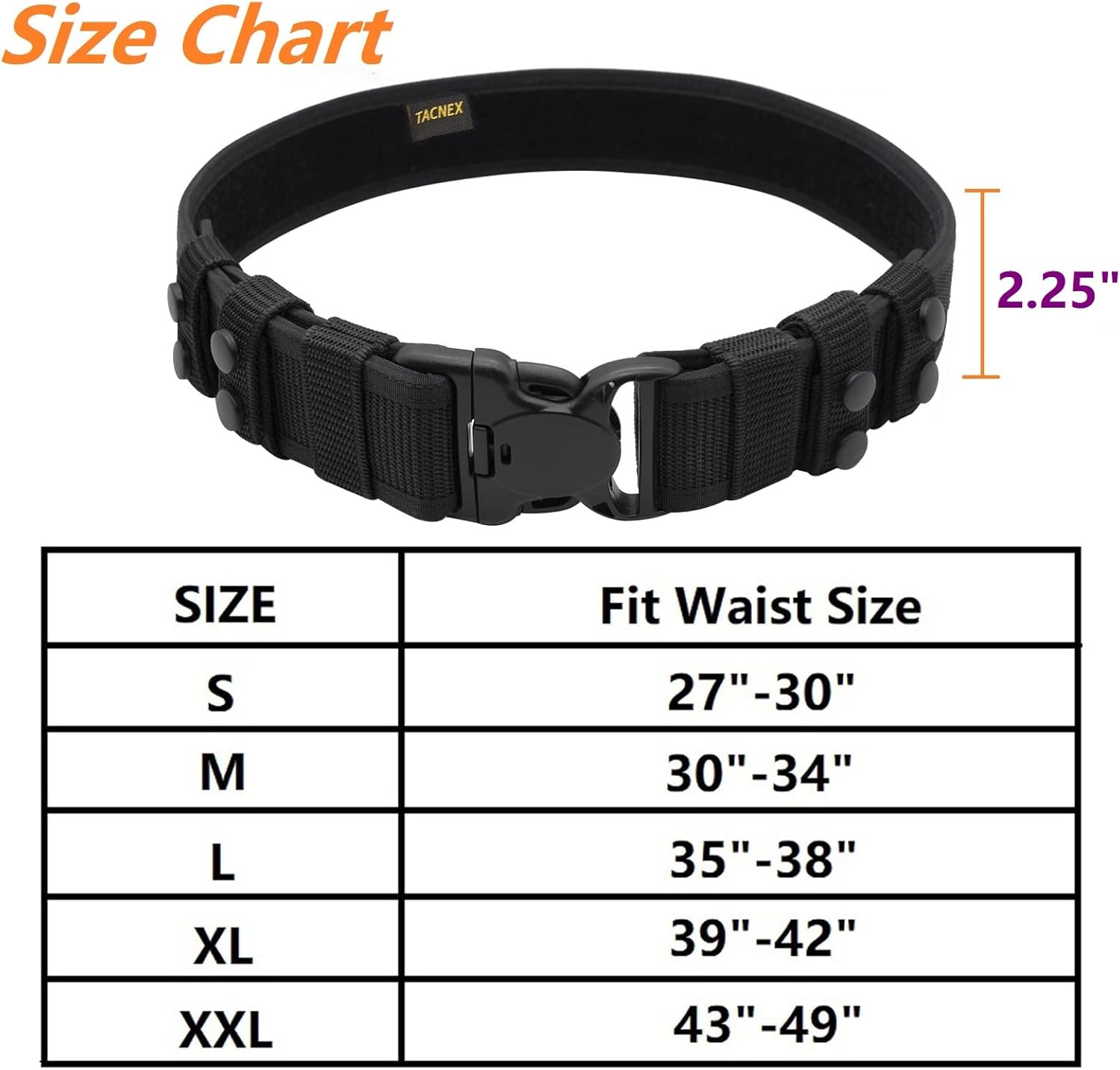 2.25" Duty Belts with Loop Liner 4 Keepers + 1.5" Inner Belt with Hook Liner L(35"-38")
