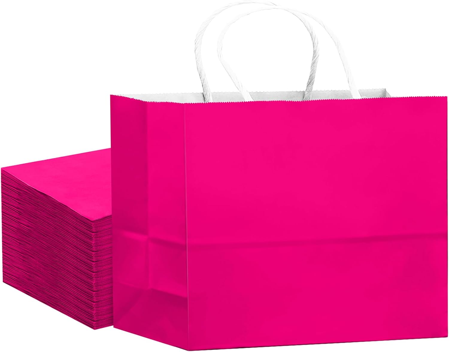 qiqee 24PCS Large Gift Bag with Handles Bulk 13"x4.5"x10" Gift Bags Rose Pink Bags Multiple Uses (32x11x25cm,Wide Large)