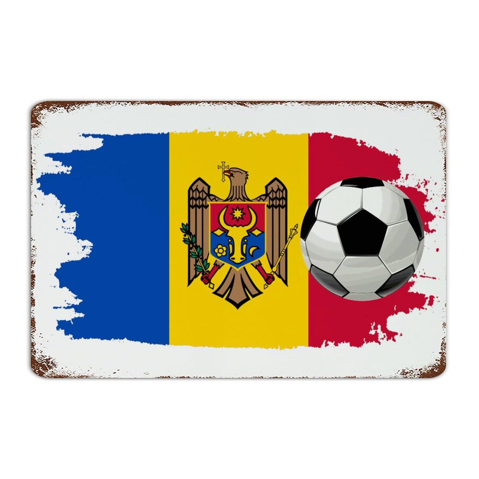 Panneau aluminium football Moldavie de prestige souvenir 30x45cm
