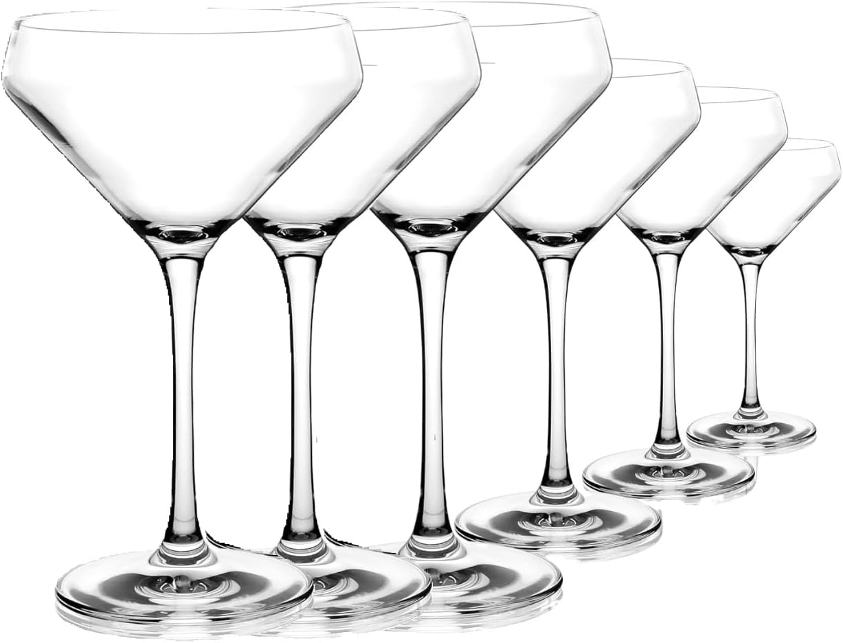 Set of 8 Crystal Martini Glasses, 12oz Coupe Cocktail Glasses - Ideal Housewarming or Wedding Gift (8 SET)
