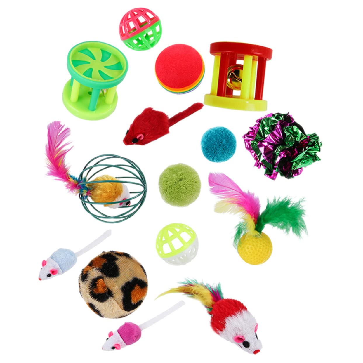 FOMIYES 96stücke Katzen-spielzeugset Mit Federn Und Glocken Interaktive -spielzeuge Für Kätzchen Spiel Und Jagdinstinkten
