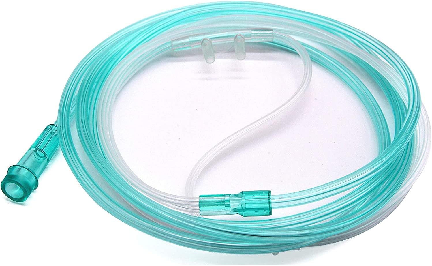 Global Stay Soft Adult Nasal Cannula with 7ft Soft Green, Universal Connector, Kink Resistant, Lightweight Tubing (50 Pack)