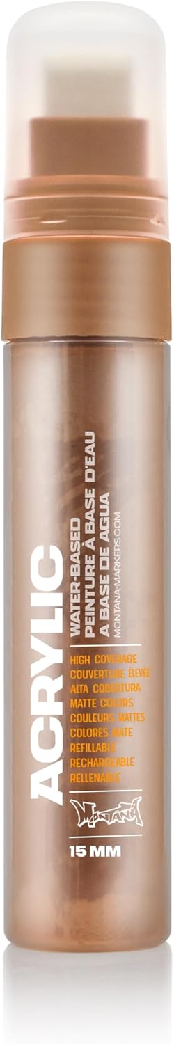 Montana Cans Acrylic Paint Marker, 15mm, Standard Nib, Shock Brown Light (045411) (Pack of 2)