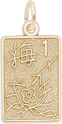 Rembrandt Charms Mahjong Tile Encanto Oro Amarillo De 10K
