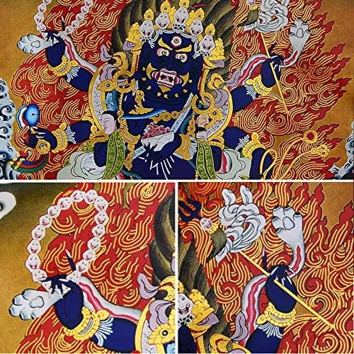 チベットタンカ、タンカ絵画、仏教タペストリー、六腕マハーカーラ、チベットタンカ絵画アート、仏教タンカ錦織、スクロール付き仏陀タペスト