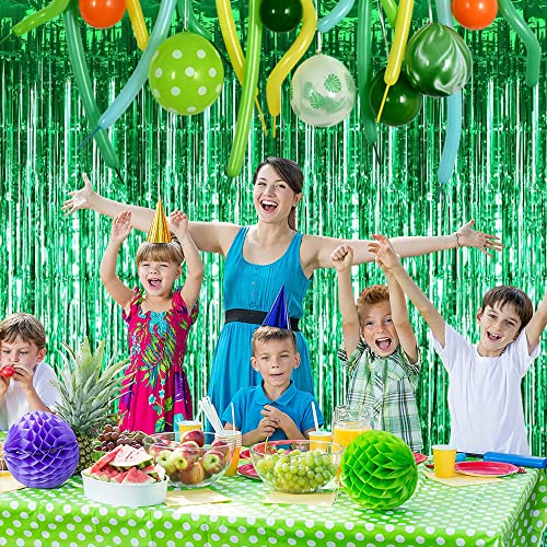 Image of TONIFUL 2Pcs Green Metallic Tinsel Foil Fringe Curtains,Black Photo Booth Backdrop Streamer Curtain Photo Booth Props for Bachelorette Party,Birthday,Graduation,Christmas Decor(6.6ft x 9.9ft)