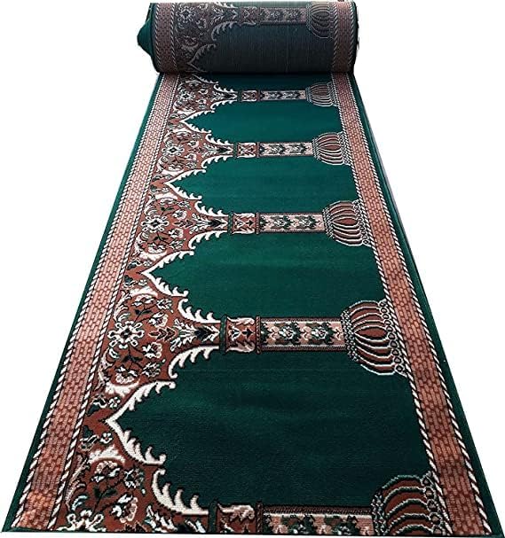Janamaz Rolls for Masjid (Mosque) Prayer Carpet Any Religious Houses & Gallery Runner Carpet 4 x 24 Feet Color Green