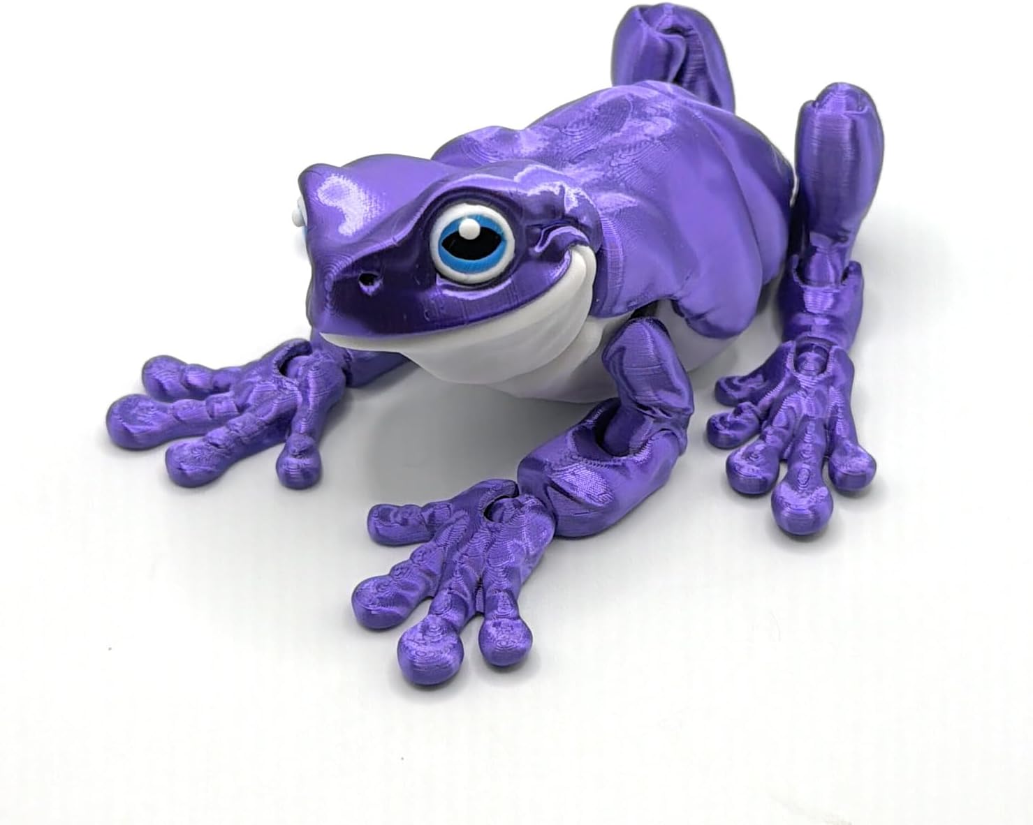 Articulating 3D-Printed Tree Frog Fidget Toys - Rainbow and Silk Finishes (White's Tree Frog, Silk Purple and White)
