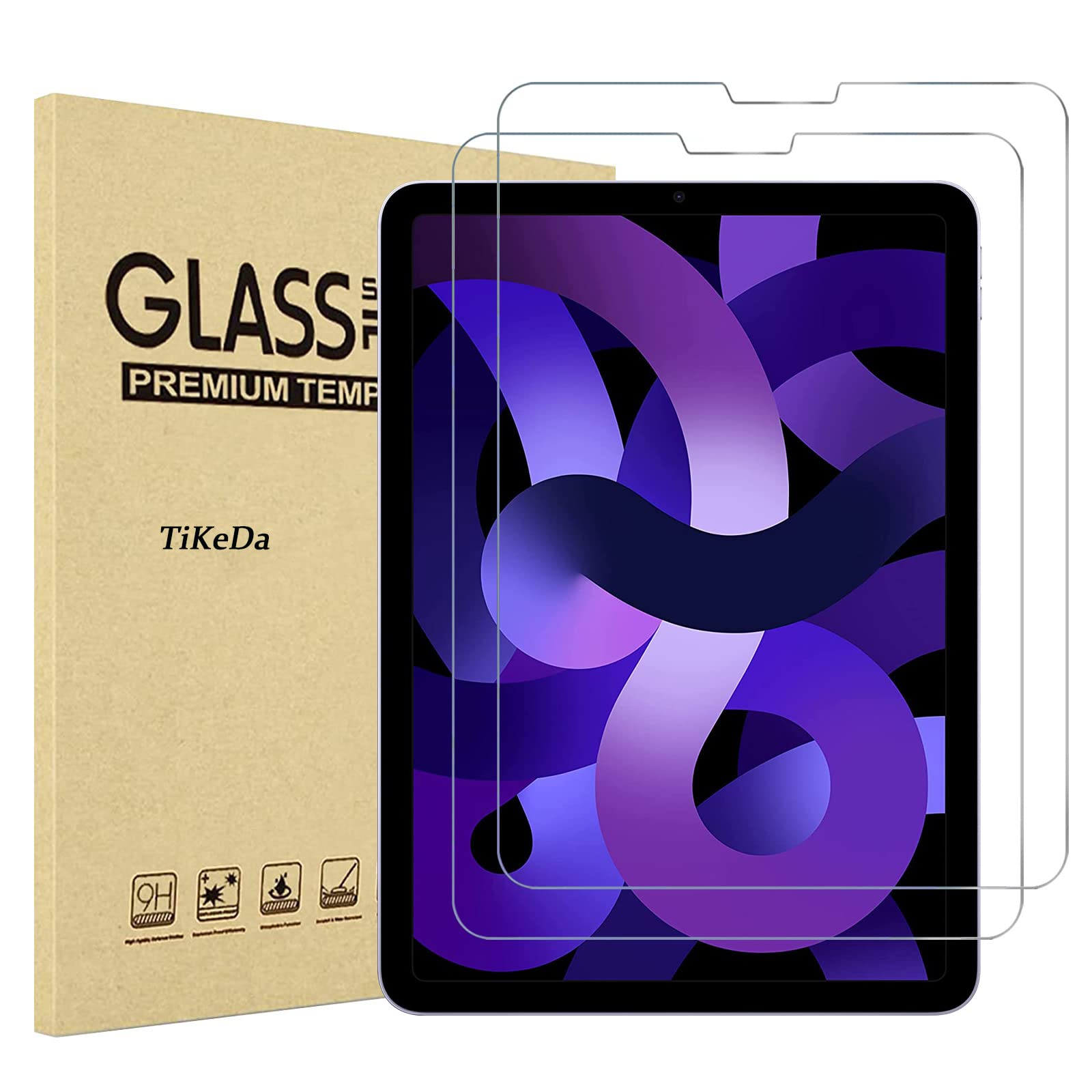 2 Pack Screen Protector for iPad Air 5th/4th Generation 10.9 inch (2022/2020) iPad Pro 11 inch (2022/2021/2020/2018), Tempered Glass for iPad Air 5/Air 4-Case Friendly