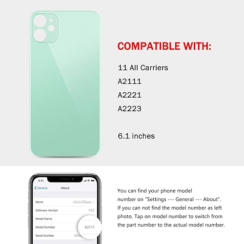 Miniatura 6 de UooFide Funda de repuesto de cristal trasero compatible con iPhone 11 de 6.1 pulgadas, todos los operadores con manual de instalación + kit de