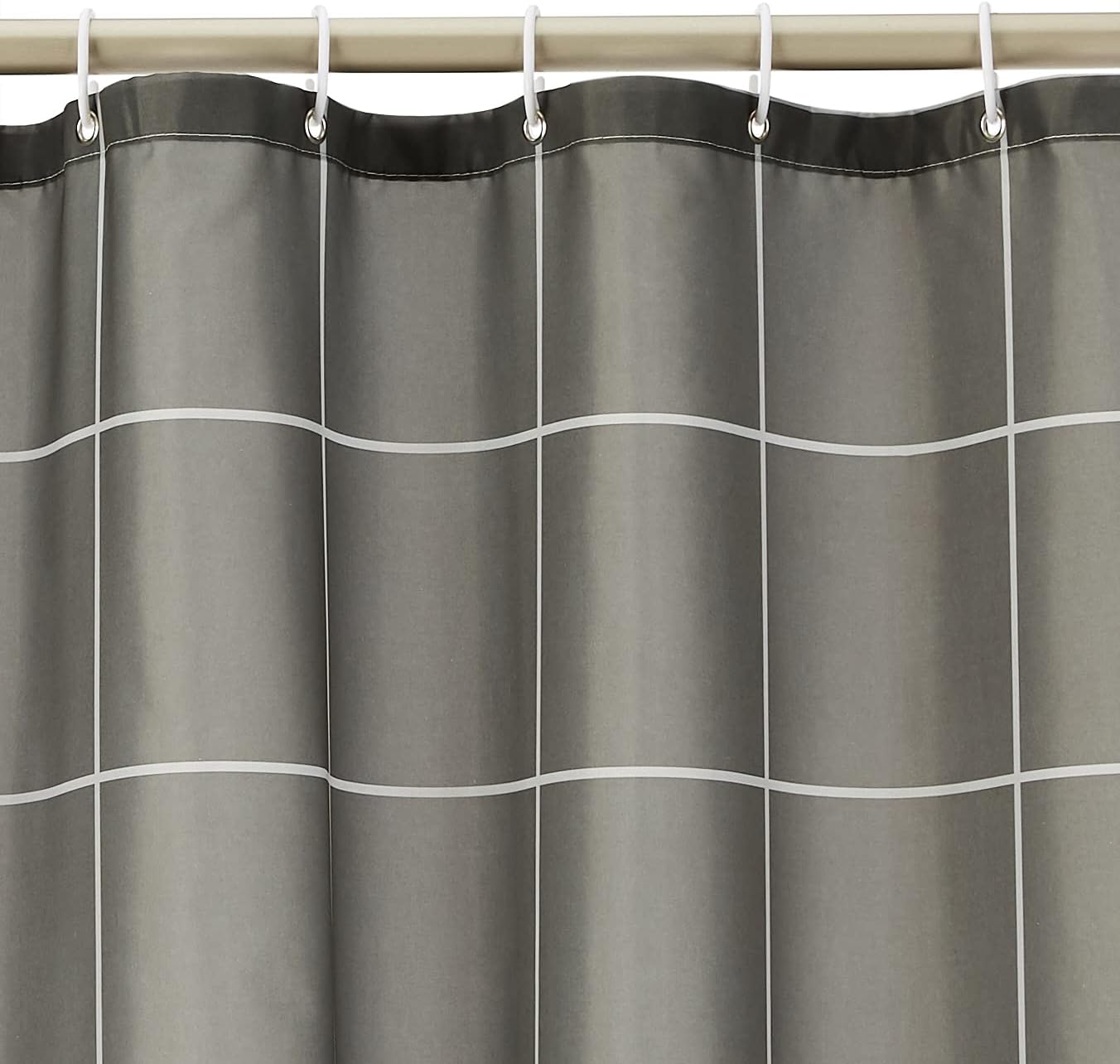  Basics Fabric Shower Curtain with Grommets and Hooks - 72 x 72 Inch, Large Gray Stripe : Home & Kitchen