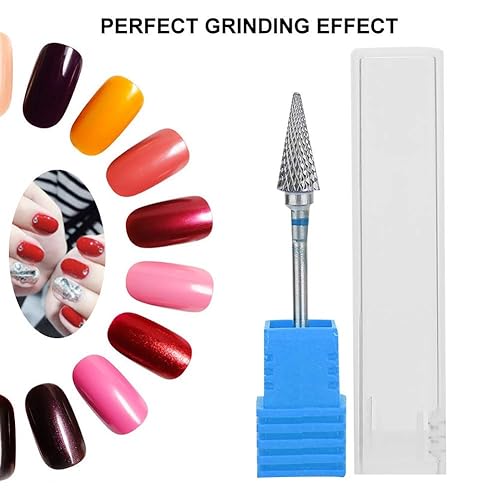 Miniatura 3 de Pongnas Broca de uñas de acero de tungsteno, brocas de manicura para manicura, pedicura eléctrica, accesorios para cabezal de molienda (azul)