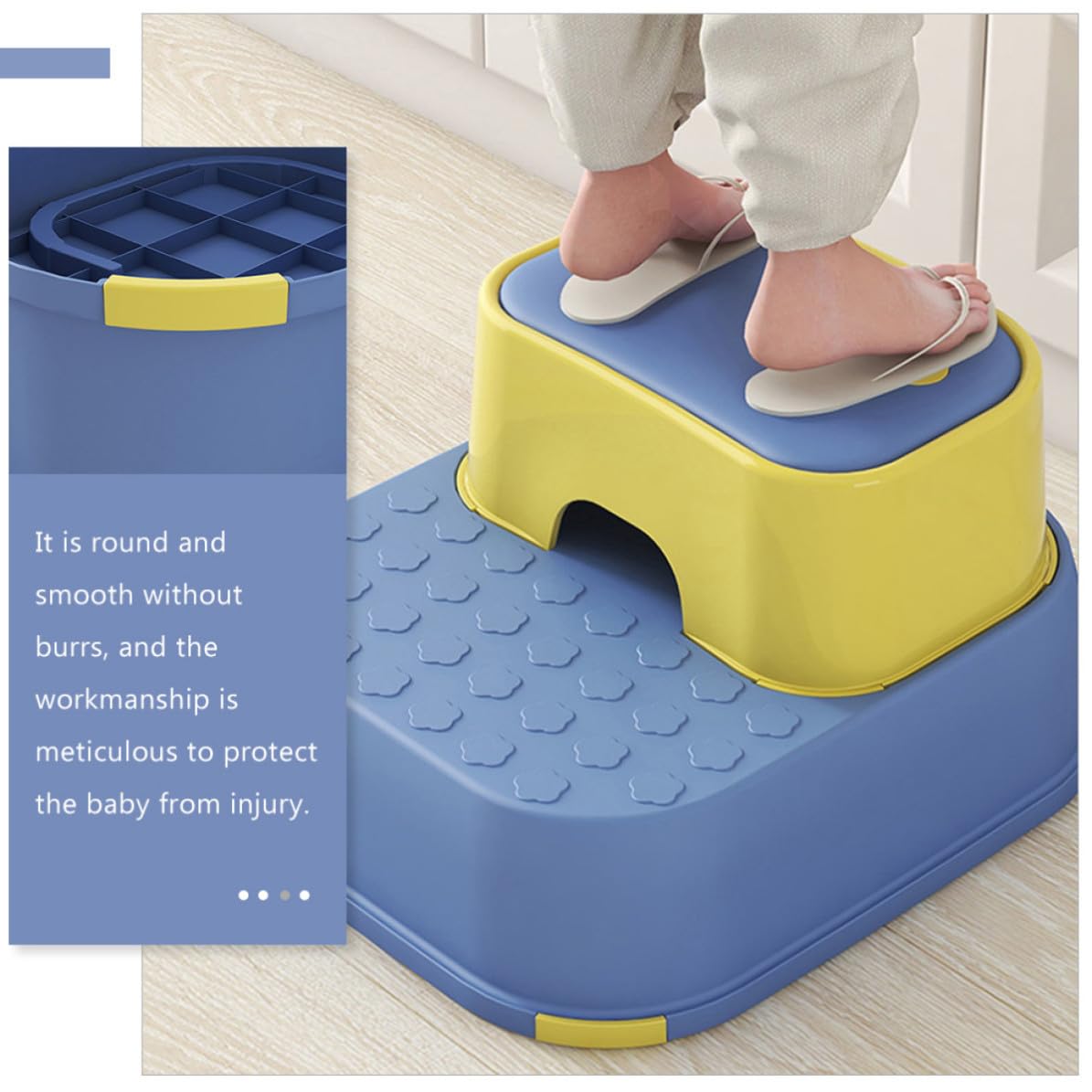 Sgabello per Bagno e Cucina in Pp Resistente e Leggero, Pedana Compatta Due Gradini Antiscivolo per Uso Quotidiano e Cambio Scarpe