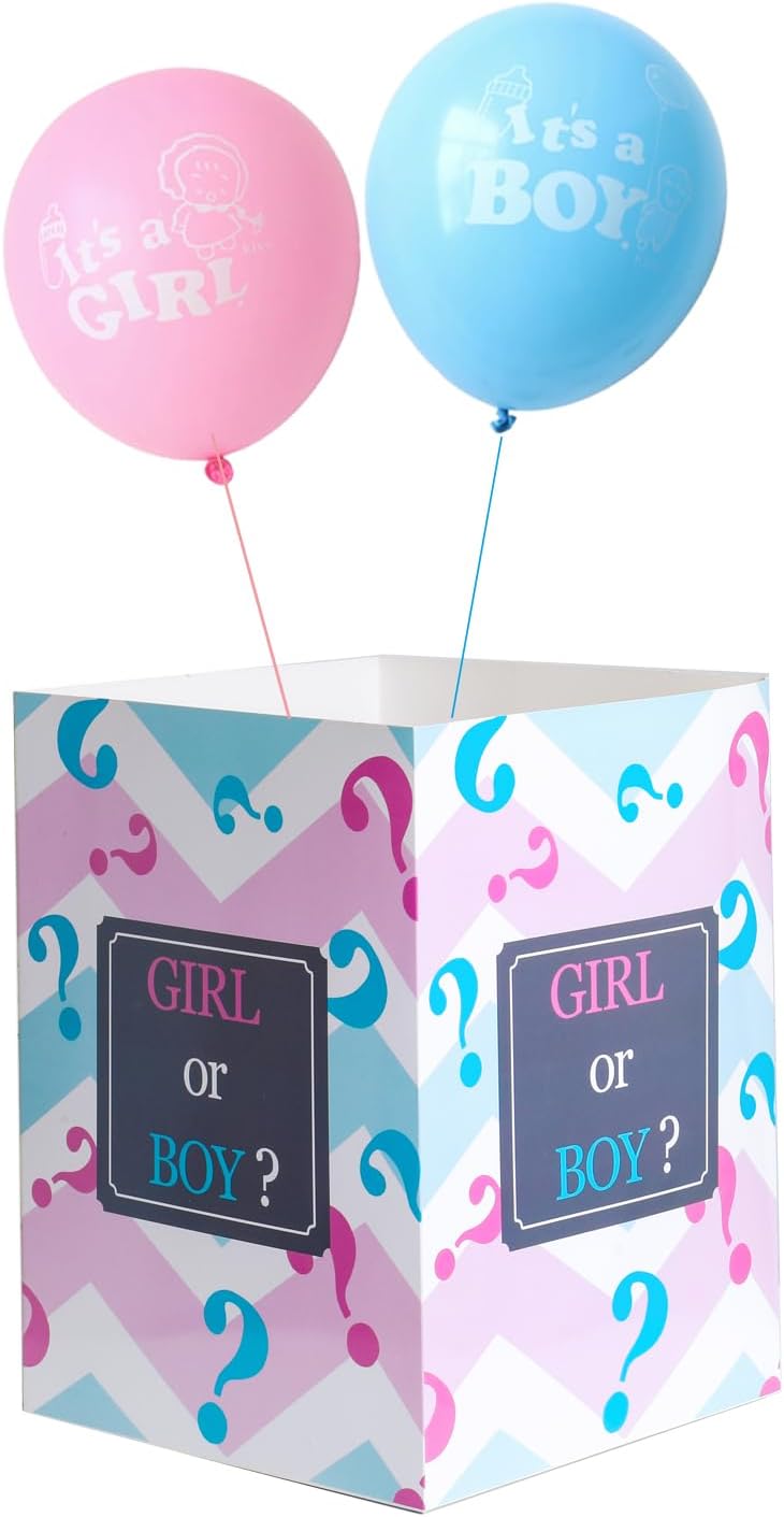 Gender Reveal Balloon Box with 6pcs Latex balloons Funny Idea for Boy Girl Gender Reveal Party Decorations Supplies (Boy or Girl)