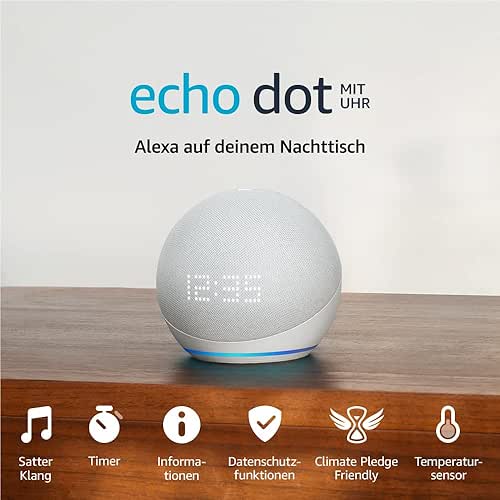 Echo Dot mit Uhr (5. Gen., 2022) | Smarter WLAN-