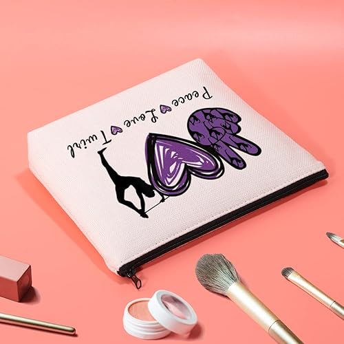 Miniatura 4 de JXGZSO Baton Twirling Gift Peace Love Twirl Bolsa de cosméticos Baton Regalos para mujeres Baton Gymnast Bolsa de maquillaje Regalo para amantes,