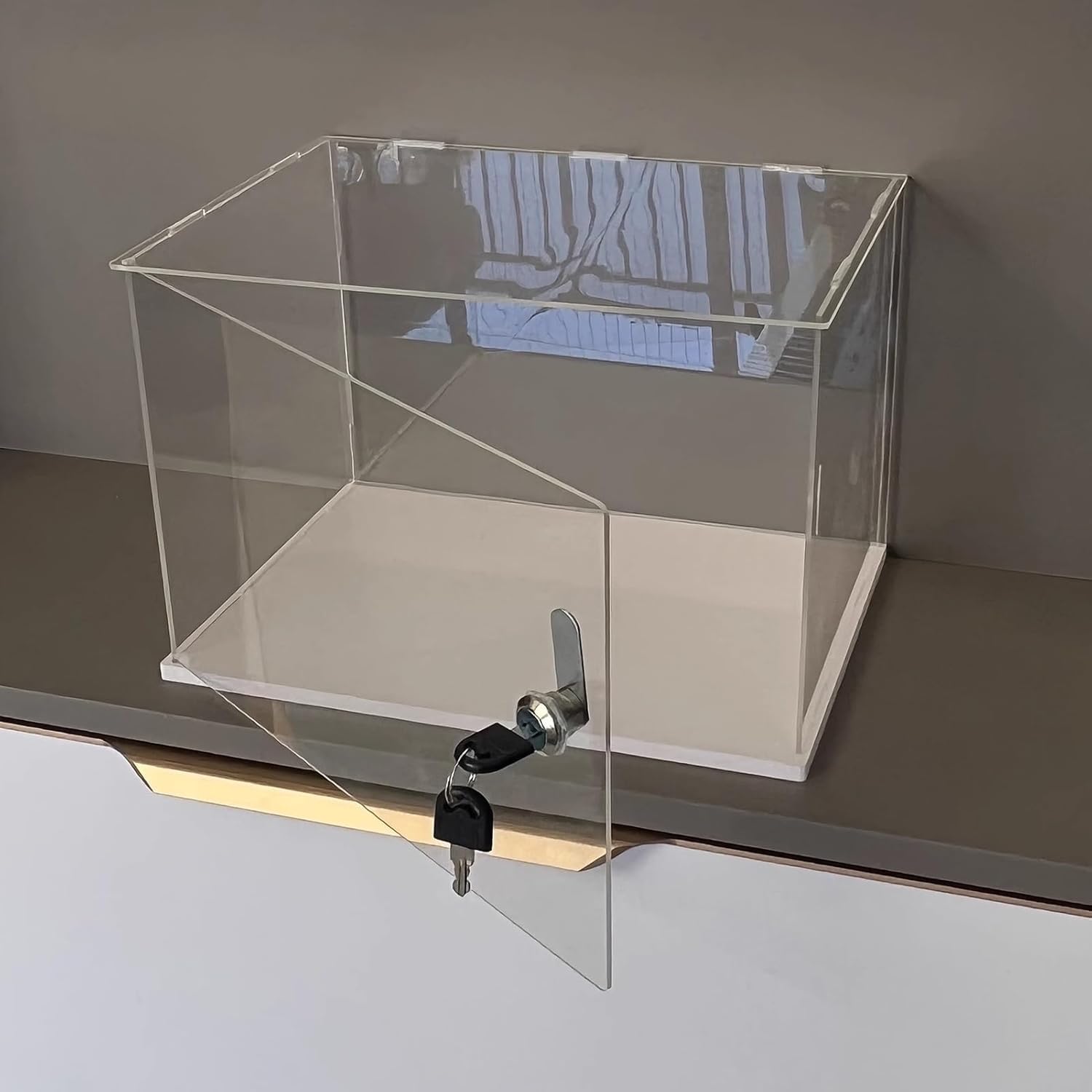 Vitrina acrílica con cerradura, cubo de almacenamiento a prueba de polvo para coleccionables, joyas y bolsos, 30 cm x 45 cm x 45 cm, escaparate montado