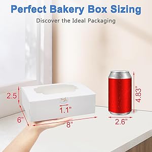 Shallive 30 Pcs Bakery Boxes 8-In with Windows, Cookie Boxes White for Chocolate Covered Strawberries, Treats, Donuts, Cupcakes, and Candy Gift Giving 8x6x2.5 Inch