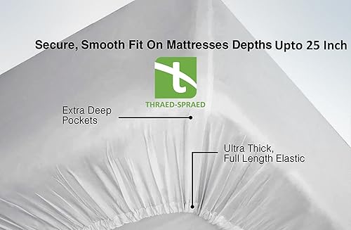 Miniatura 3 de Juego de sábanas de 600 hilos, tamaño Queen, 100% algodón egipcio, 600 hilos, calidad hotelera, acabado satinado de 25 pulgadas de profundidad,