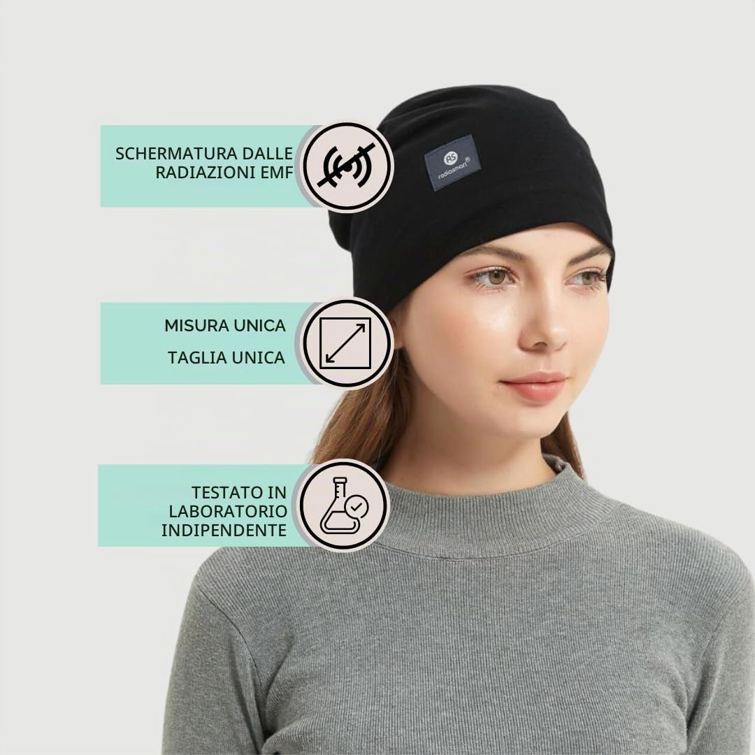 Radia Smart Berretto con protezione EMF, 5G, schermatura RF, protezione WiFi, cappotto cervello