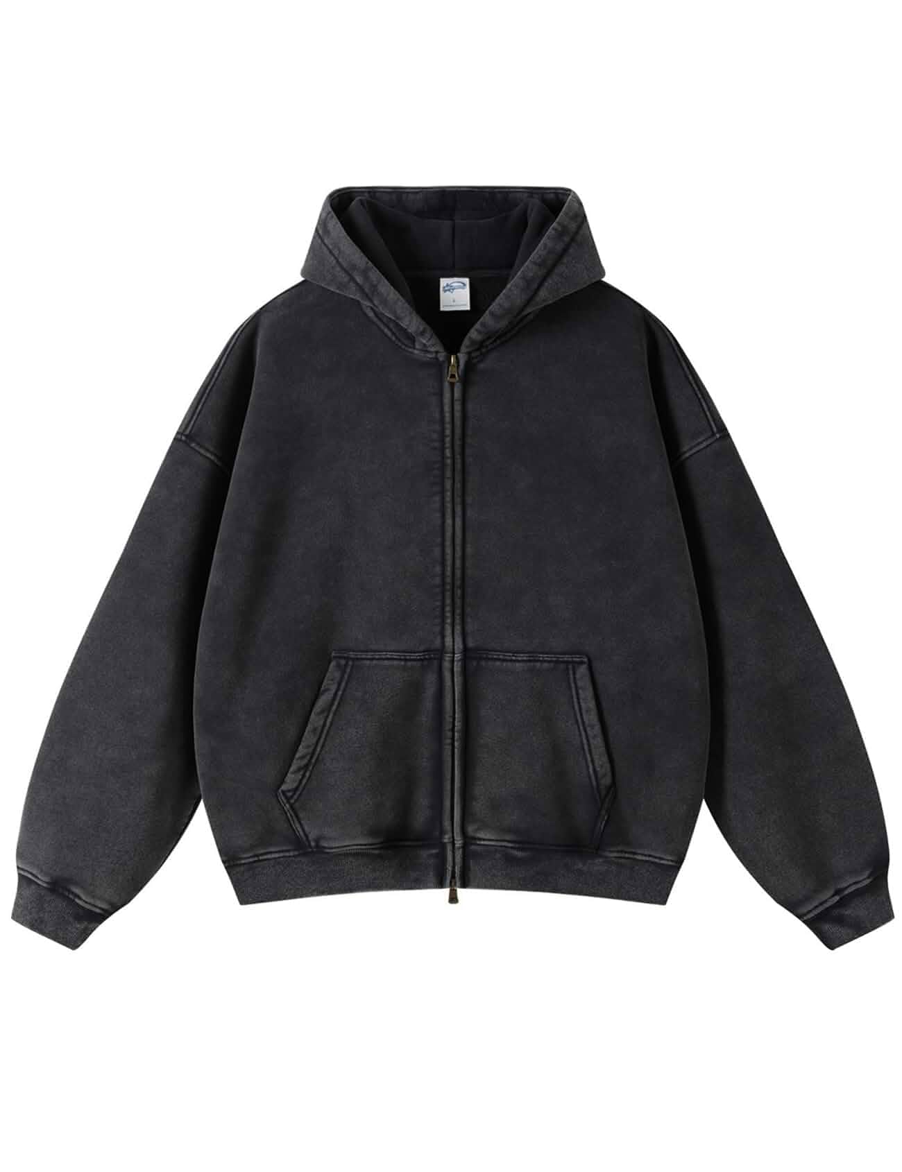 Arssm Mens Oversized Zip Up Hoodies Jackets Fleece Sweatshirt | Vintage, Acid Wash Cotton, Heavyweight, Distressed Sweatshirt