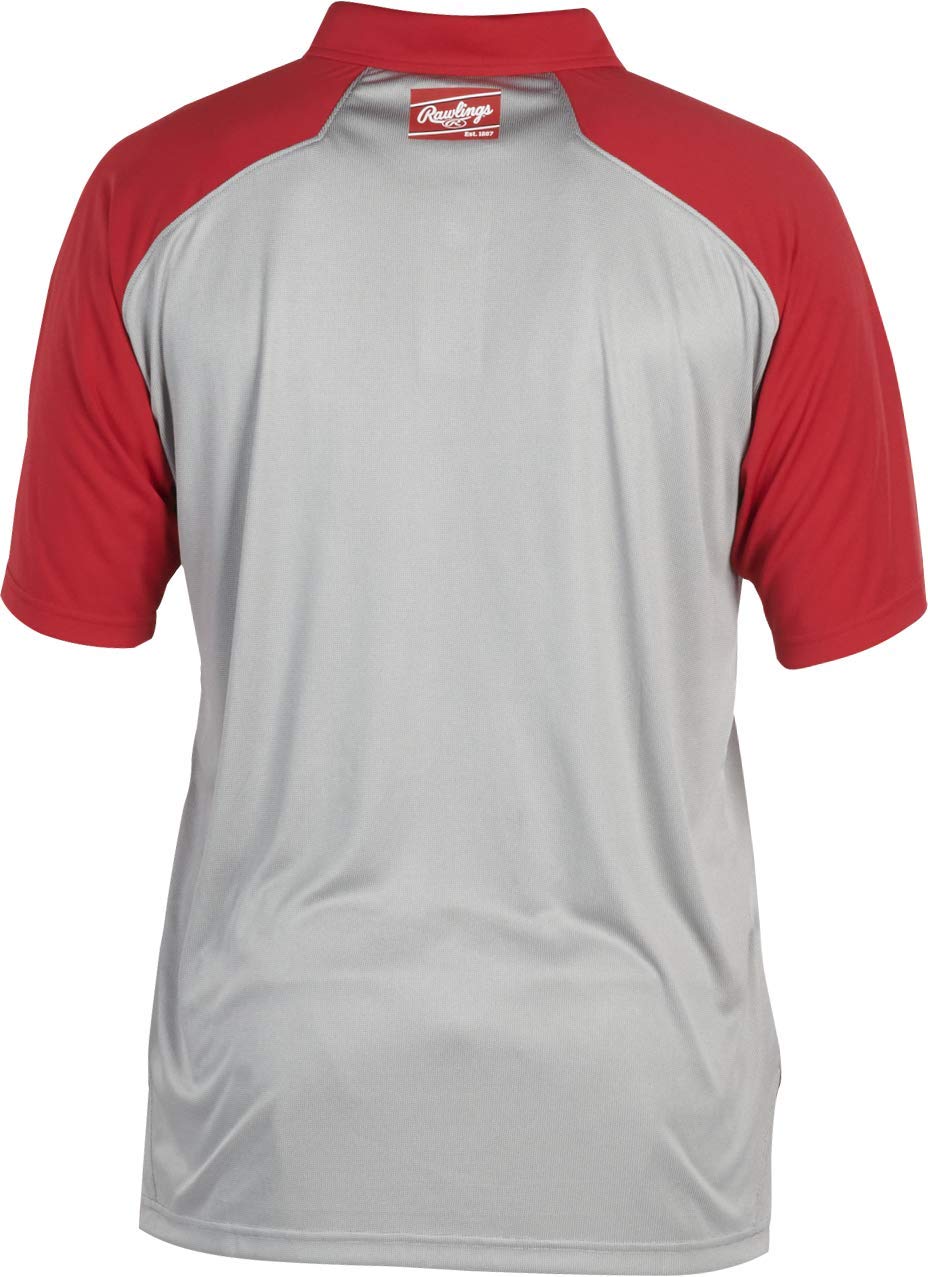 Rawlings Men's Standard Colorsync Polo, Grey/Red, Small