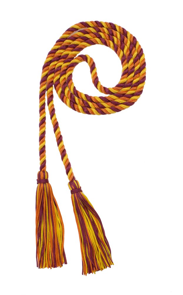 Tassel Depot Graduation Honor Cord - Maroon/Orange/Gold - Every School Color Available - Made In Usa