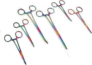 Precise Canada: Titanium Galaxy Rainbow 6 Assorted Ultimate Hemostat Straight and Curved Ideal for Nurses, EMT, Medic Students, Firefighter, Fisherman, Hobbiest and Taxidermy