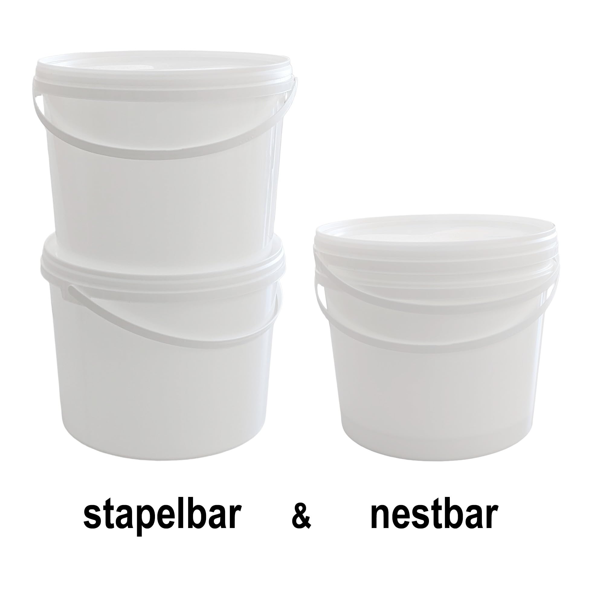plasteo® Cubo de plástico vacío, color blanco, 5, 10, 20, 30 litros (30 unidades, 10 litros)