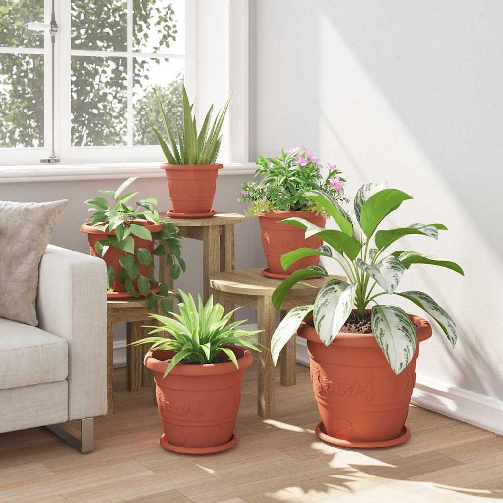 Runder Blumentopf 24er Set Ziegelrot Ø 30 x 25 cm aus Kunststoff - Moderner Pflanztopf mit Entwässerungslöchern für Garten Balkon Terrasse und Innenbereich