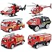 JQGT 6 in 1 Pocket Fire Engine Truck Rescue Vehicle Toy Play Set for Kids Toddlers Mini Action Fire Truck Toy