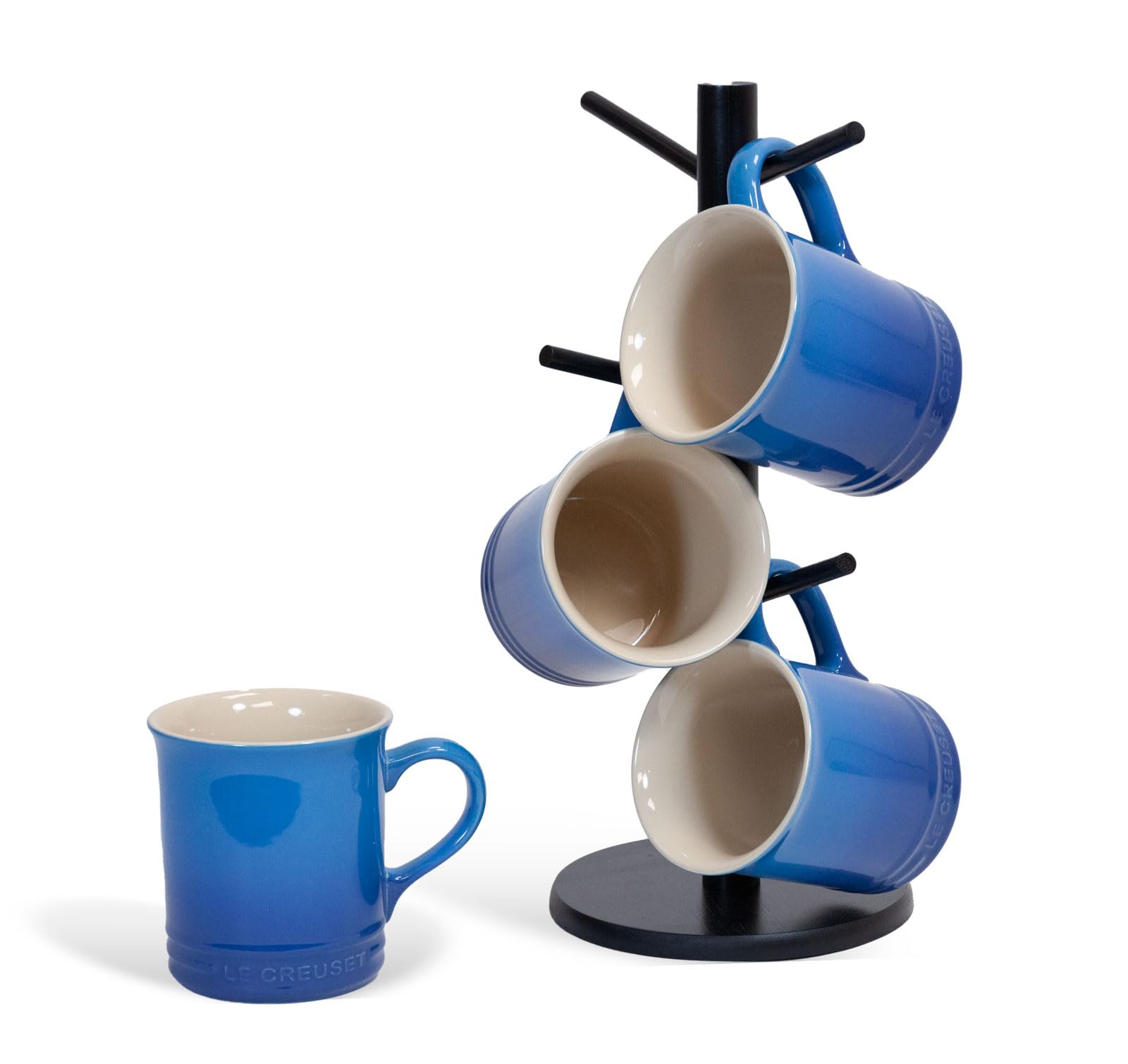 Amazon.com: Le Creuset 14oz 4 Mug Set and divvi! 6-Cup Mug Tree Bundle -  Marseille : Home & Kitchen