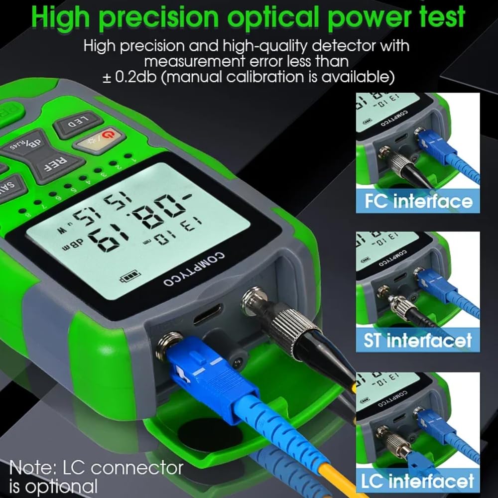 Medidor de Potencia de Fibra óptica, comprobador de Cable óptico de -50 a +26 dBm con Pantalla Digital