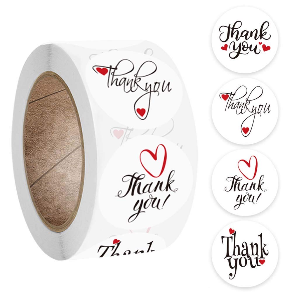 Kalttoy 500pcs / roll Round Thank You Stickers Gift Package Seal Labels Wedding Party Scrapbooking Stationery Decoration Knitting Kits for Beginners Adults