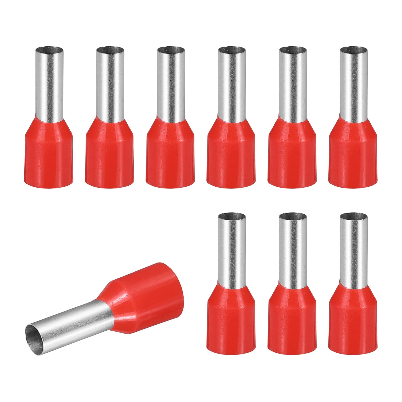 sourcing map 100 Pcs Wire Ferrule Connectors VE6010-10AWG Crimp Copper Ferrules Terminals Connector Insulated Cord End Terminal for Electrical Projects Industrial Chemical Industry, Red
