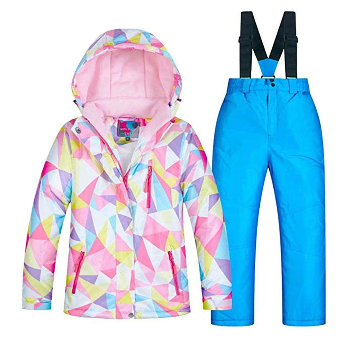 Little Girl's Outdoor Mountain Waterproof Windproof Ski Jacket Insulated Snowboarding Coatand Pants Snowsuit Set Pink/Blue