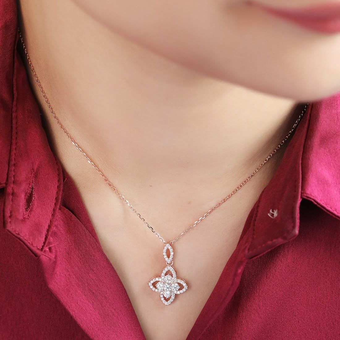 Men's 925 Sterling Silver Delicate Floral Plated Necklace, Gift for Him