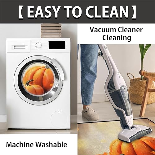 Miniatura 4 de Fall Autumn Pumpkin Maple Half Round Doormat Washable Semi Circle Area Rug Non Slip Absorbent Half Moon Rugs for Indoor Outdoor Kitchen Bathroom