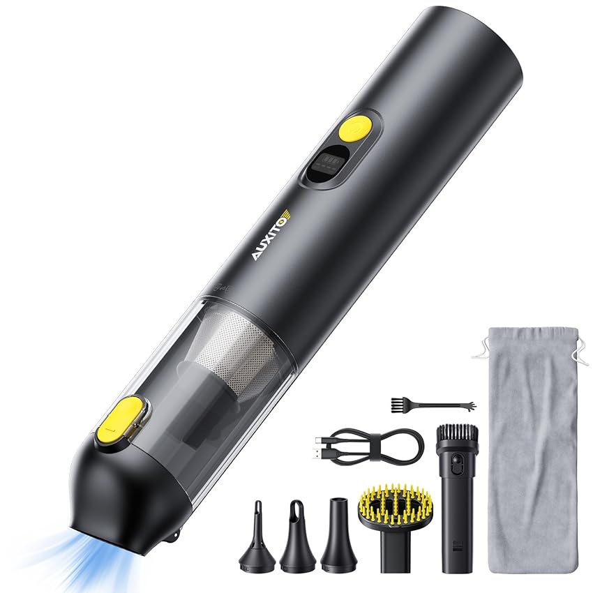 AUXITO Aspirabriciole Senza Fili - Aspirapolvere Auto 24000Pa,30mins,4 in 1 Ricaricabile Portatile Leggero Aspirabriciole,Mini Aspirapolvere Potente per Auto Casa Ufficio Peli di Domestici