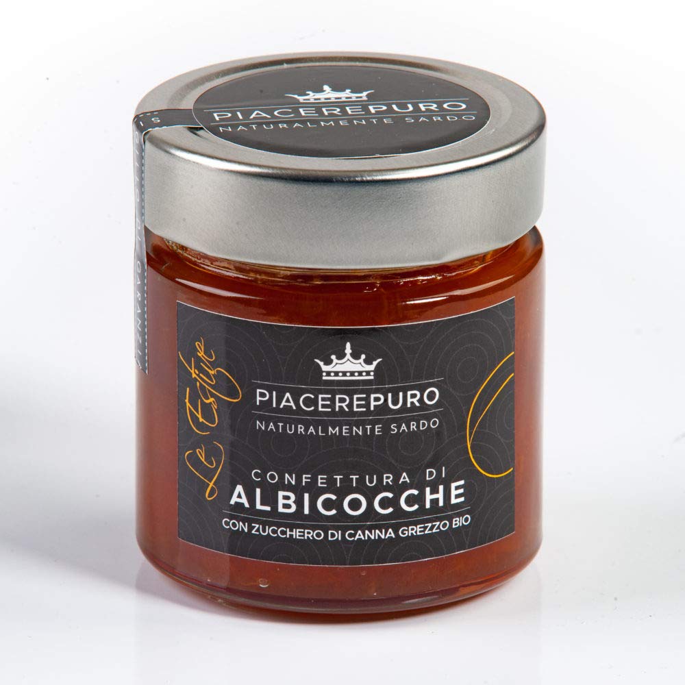 12 x 120 gr - Confettura di albicocche zucchero di canna grezzo biologico prodotto a Sassari da Piacere Puro